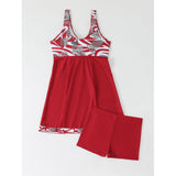 Damen Sportliches Tankini-Set mit modischem Knoten und Shorts Drune in Rot