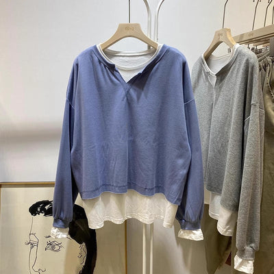 Femme Geschichteter V-Ausschnitt Sweatshirt Heidi-Mode