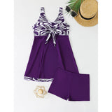 Damen Sportliches Tankini-Set mit modischem Knoten und Shorts Drune in Lila