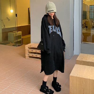 Femme Grafik Übergroße Hoodie Kleid Heidi-Mode