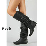 Damen nan lässige Slouch-Stiefel mit weichem Schaft, gerafftem Design und flacher Komfortsohle Drune in Schwarz