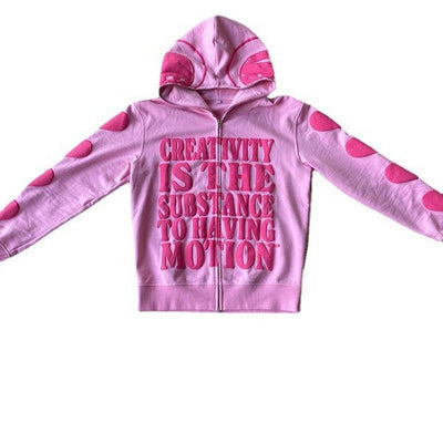 Damen Graphic Zip-Up Hoodie mit inspirierendem Print Heidi-Mode