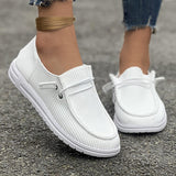 Damen nan lässige Slip-On Sneaker-Halbschuhe mit geripptem Textilobermaterial und elastischer Schnürung Drune in Weiß