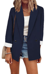 Damen nan legerer Oversize Blazer mit dreiviertelärmeln und kontrastmanschetten Drune in Marineblau