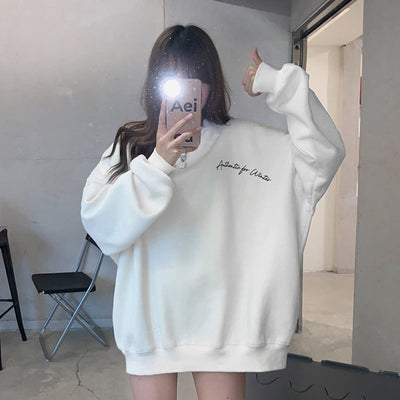 Femme Oversized Rundhals Sweatshirt mit Bestickung Heidi-Mode