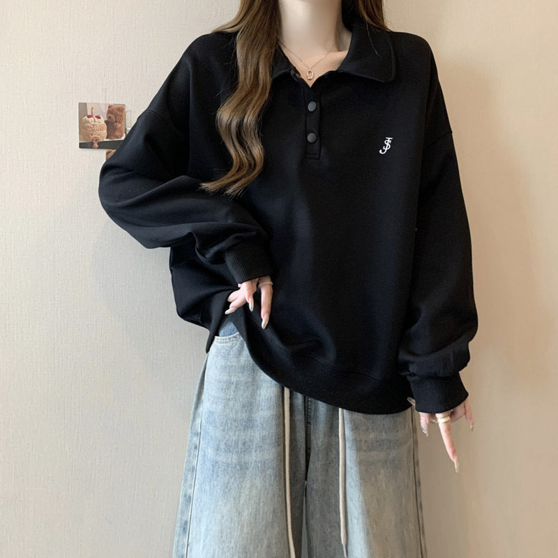 Femme Relaxed Fit Polo Pullover Sweatshirt Heidi-Mode