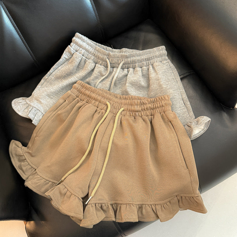 Femme Rüschensaum Entspannter Schnitt Lounge Shorts Heidi-Mode
