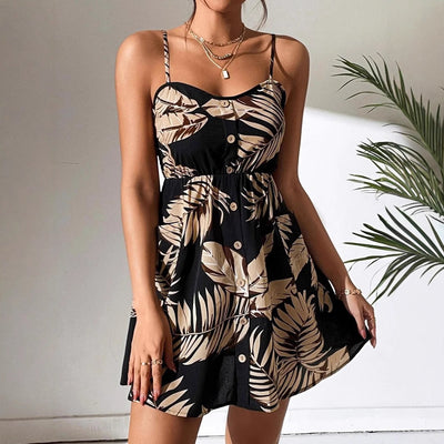 Brianna - Kleid mit Knöpfen vorne und elastischem Taillenmuster