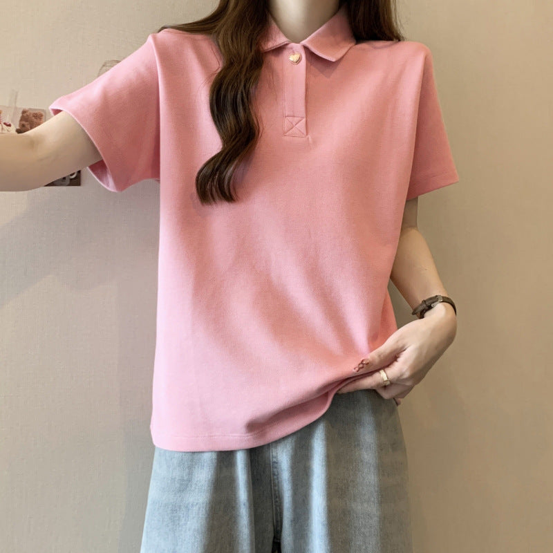 Femme Polo Stil Lockere Passform Top Heidi-Mode