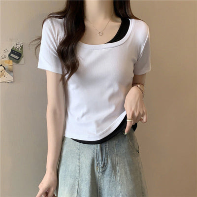 Femme Geschichtete Rippen T-Shirt Heidi-Mode