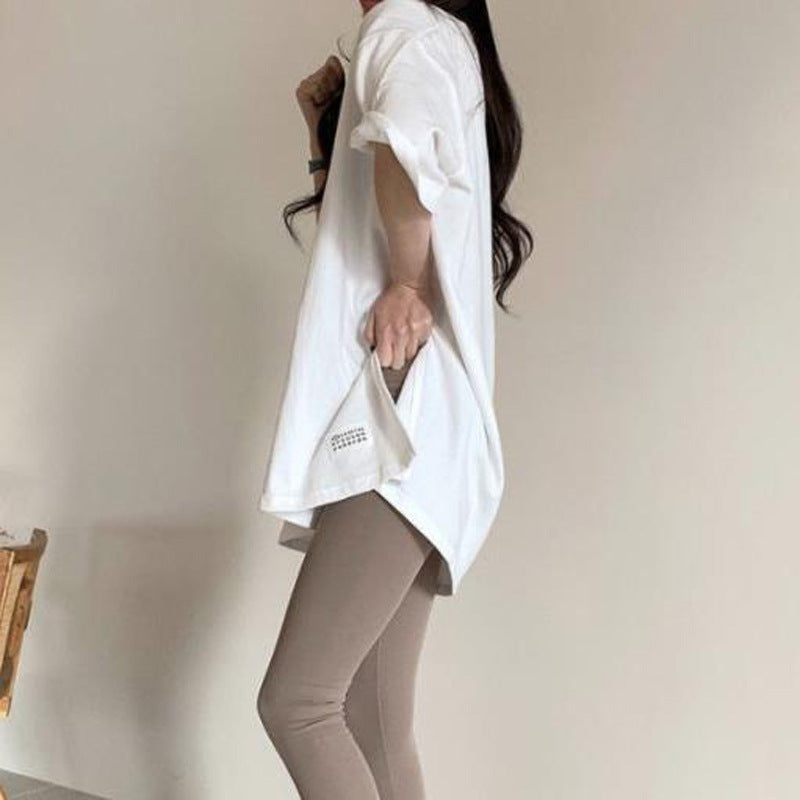 Damen Oversized Rundhalsausschnitt Freizeitoberteil mit umgeschlagenen Ärmeln Heidi-Mode