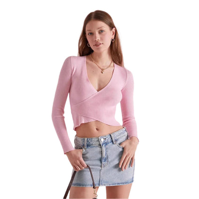 Erin - Langarmshirt mit tiefem V-Ausschnitt