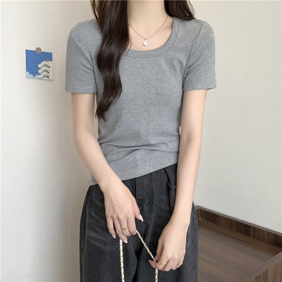 Femme Kurzarm-Ripp Top Casual Heidi-Mode