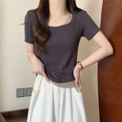 Femme Geschichtete Rippen T-Shirt Heidi-Mode