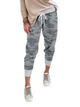 Damen nan lässige Camouflage Jogginghose mit Kordelzug und gerippten Bündchen Drune in Dunkelgrau