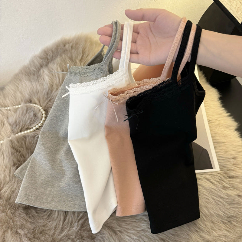 Femme Spaghettiträger-Camisole mit Spitzenbesatz Heidi-Mode