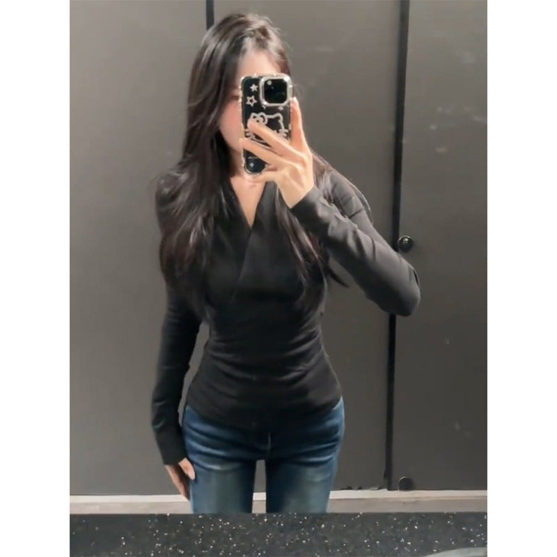 Damen Langarm-Wickeloberteil mit elegantem Schnitt Heidi-Mode