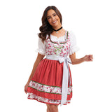 Damen nan kurzes traditionelles Dirndlkleid mit Spitzenbluse, Schnürung und dekorativer Schürze Drune in 8002 Rot