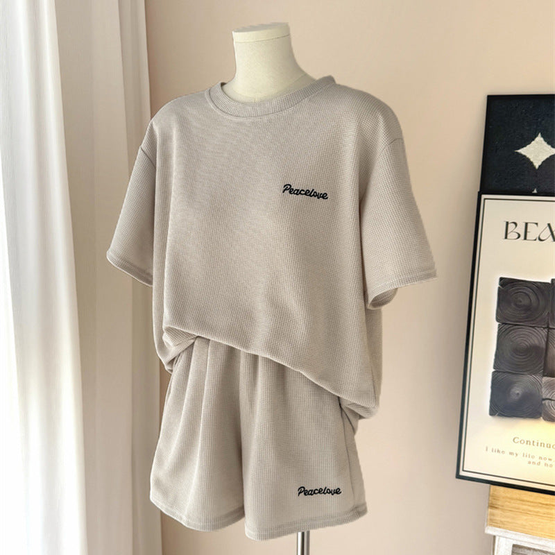 Femme Relaxed Fit Waffelstrick Zweiteiliges Lounge-Set Heidi-Mode