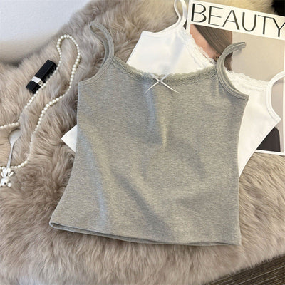 Femme Spaghettiträger-Camisole mit Spitzenbesatz Heidi-Mode