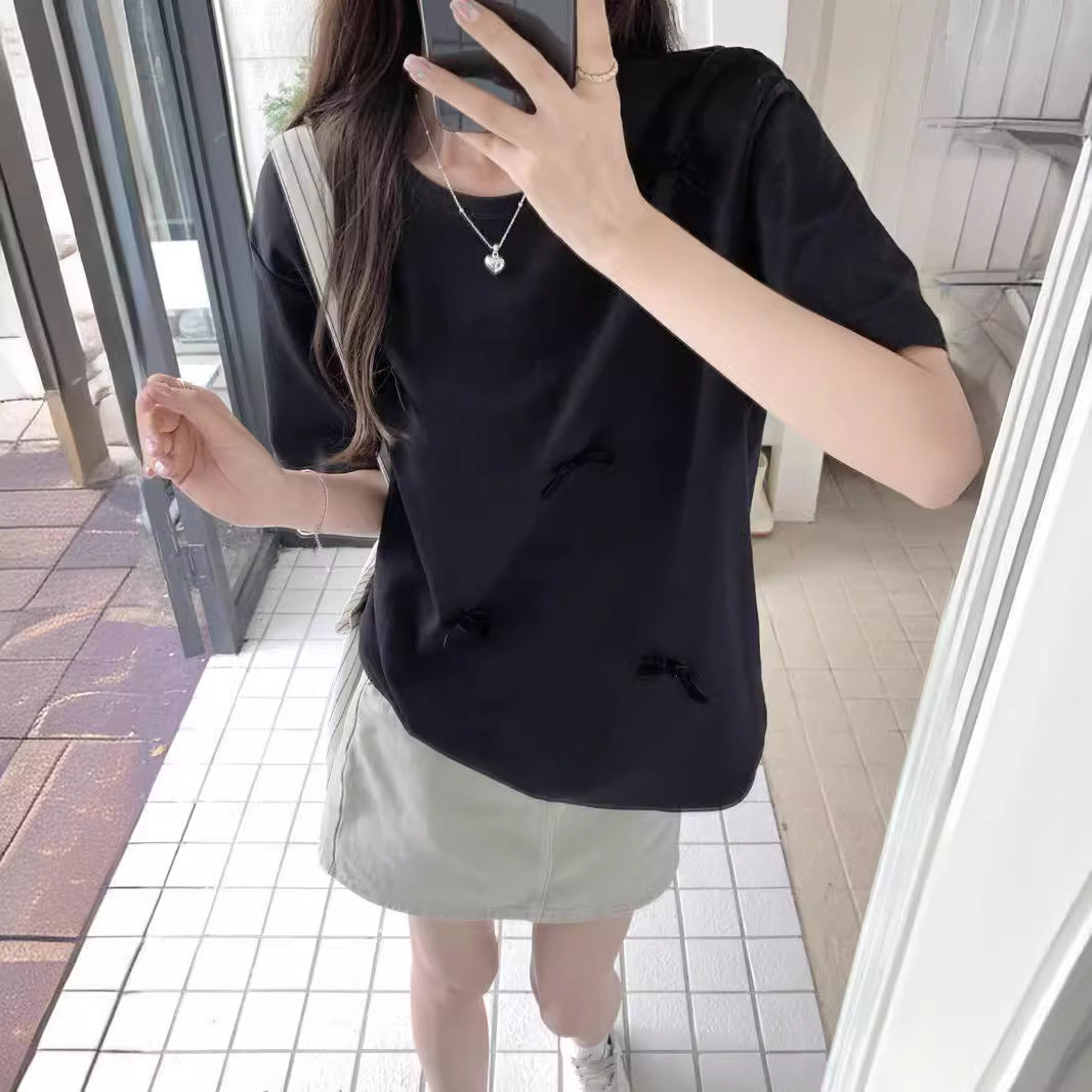 Femme Relaxed Fit Schleifen-Detail Grafik-Top Heidi-Mode