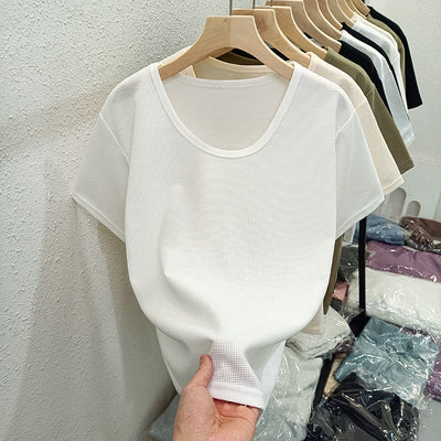 Femme Leichtgewicht Texturiertes Kurzarmoberteil Heidi-Mode