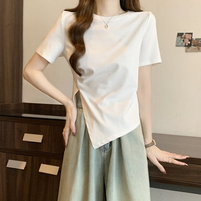 Femme Modern Asymmetrischer Saum T-Shirt Heidi-Mode
