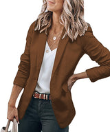 Damen nan legerer taillierter Blazer mit dreiviertelärmeln und offener Vorderseite Drune in Braun