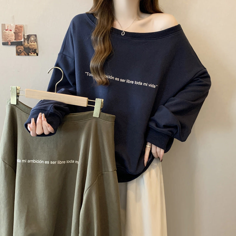 Femme Off-Shoulder Grafik Sweatshirt Heidi-Mode