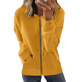Damen nan Kapuzenjacke mit durchgehendem Reißverschluss, Kängurutaschen und elastischen Bündchen Drune in Ingwergelb