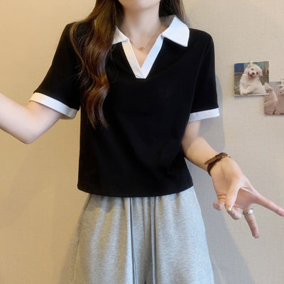 Femme Polo-Stil Kurzarmtop Heidi-Mode