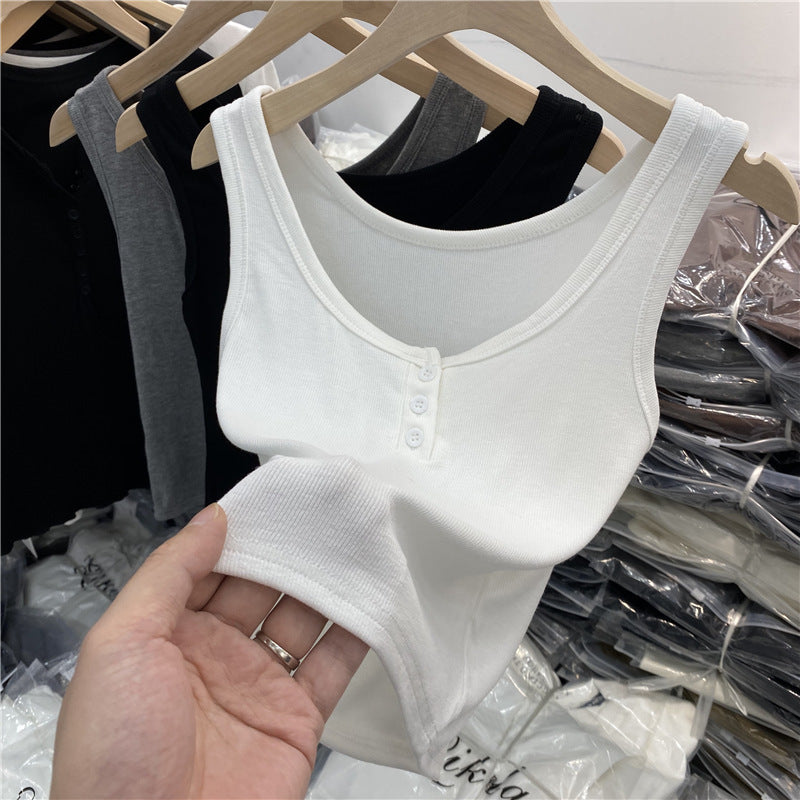 Femme Soft Ribbed Button-Down Tanktop Heidi-Mode