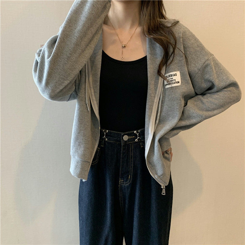 Femme Leichte Zip-Up Hoodie mit verstellbarem Kordelzug Heidi-Mode