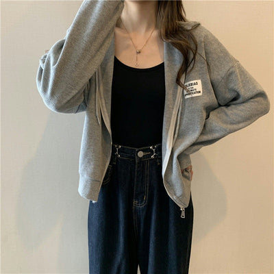 Femme Leichte Zip-Up Hoodie mit verstellbarem Kordelzug Heidi-Mode