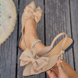 Damen Elegante Slingback Ballerina Schuhe – Schleifen Detail Komfort in Khaki