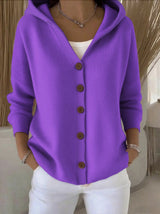 Damen nan Kapuzen-Cardigan mit Knopfleiste und lässiger Oversize-Passform Drune in Violett