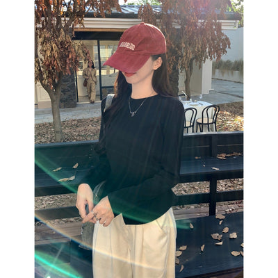 Damen Langarm Passender Oberteil mit subtilen seitlichen Falten Heidi-Mode