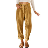 Damen nan weiche weite Cordhose mit hoher Taille, Bundfalten und umgeschlagenem Saum Drune in Khaki