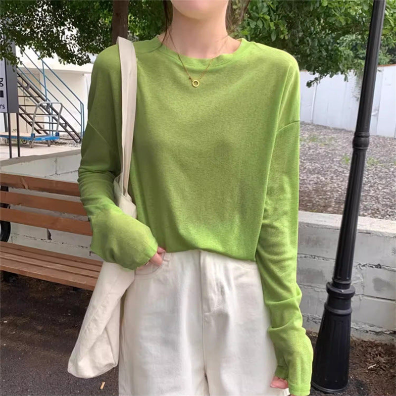 Femme Leichtgewicht Langarm Entspanntes Passform Top Heidi-Mode