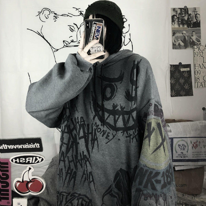 Femme Oversized Grafik Pullover Hoodie Heidi-Mode