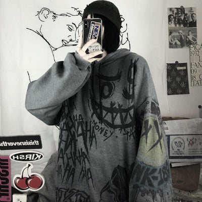 Femme Oversized Grafik Pullover Hoodie Heidi-Mode