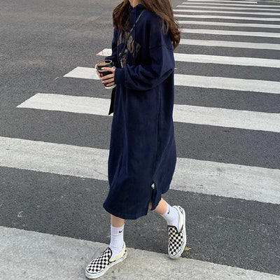 Femme Übergroßes Grafik Hoodie Kleid Heidi-Mode 1747901370