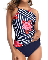 Damen Tankini-Oberteil mit elegantem Raffung und floralem Design Drune in Rottöne