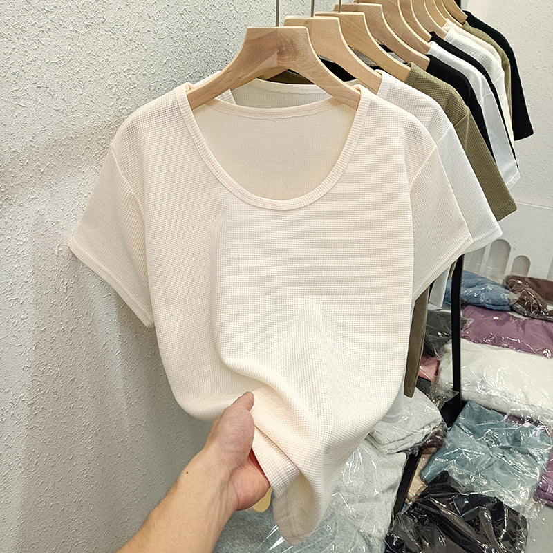 Femme Leichtgewicht Texturiertes Kurzarmoberteil Heidi-Mode