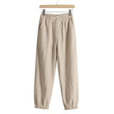 Damen nan relaxed-fit Haremshose aus Leinenmix mit Tunnelzugbund und elastischen Knöchelbündchen Drune in Khaki