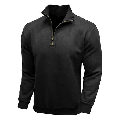 Herren pflegeleichter Fleece-Pullover mit Stehkragen Aliams