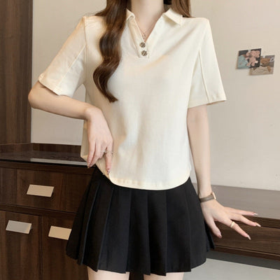 Femme Polo Shirt mit dekorativer Knopfleiste Heidi-Mode