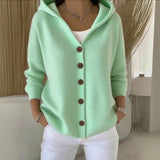 Damen nan Kapuzen-Cardigan mit Knopfleiste und lässiger Oversize-Passform Drune in Hellgrün