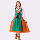 Damen nan folkloristisches Kinderdirndl mit geschnürtem Mieder und bestickter Schürze Drune in Grünes Kleid im Fake-Layer-Stil