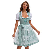 Damen nan traditionelles Dirndlkleid mit Herzausschnitt geschnürter Taille und Spitzen-Schürze Drune in 753870 Grün（Oberteil + Rock + Schürze + Schleife）